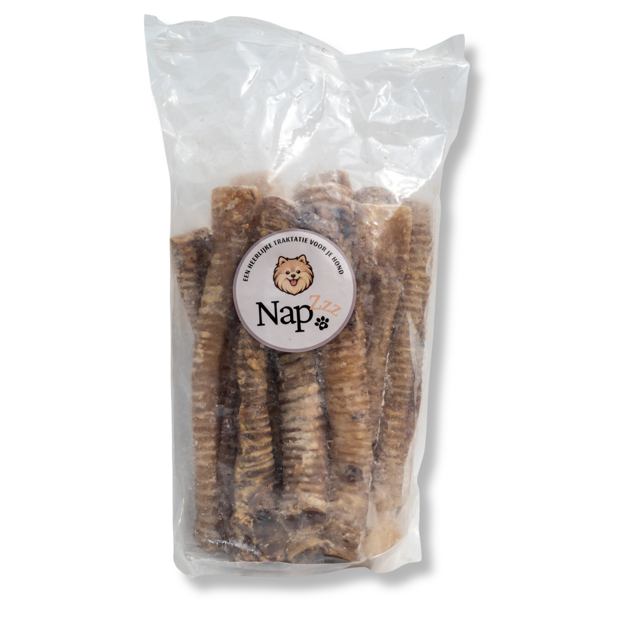 NapZZZ Hondensnack – Buffelslurf – 1KG. Een stevige, gezonde en 100% natuurlijke kauwsnack voor jouw trouwe viervoeter. De NapZZZ Buffelslurf is een hypoallergene snack, gemaakt van gedroogde buffel luchtpijp. Deze snack is speciaal ontwikkeld voor middelgrote tot grote honden met een sterke kauwbehoefte. 